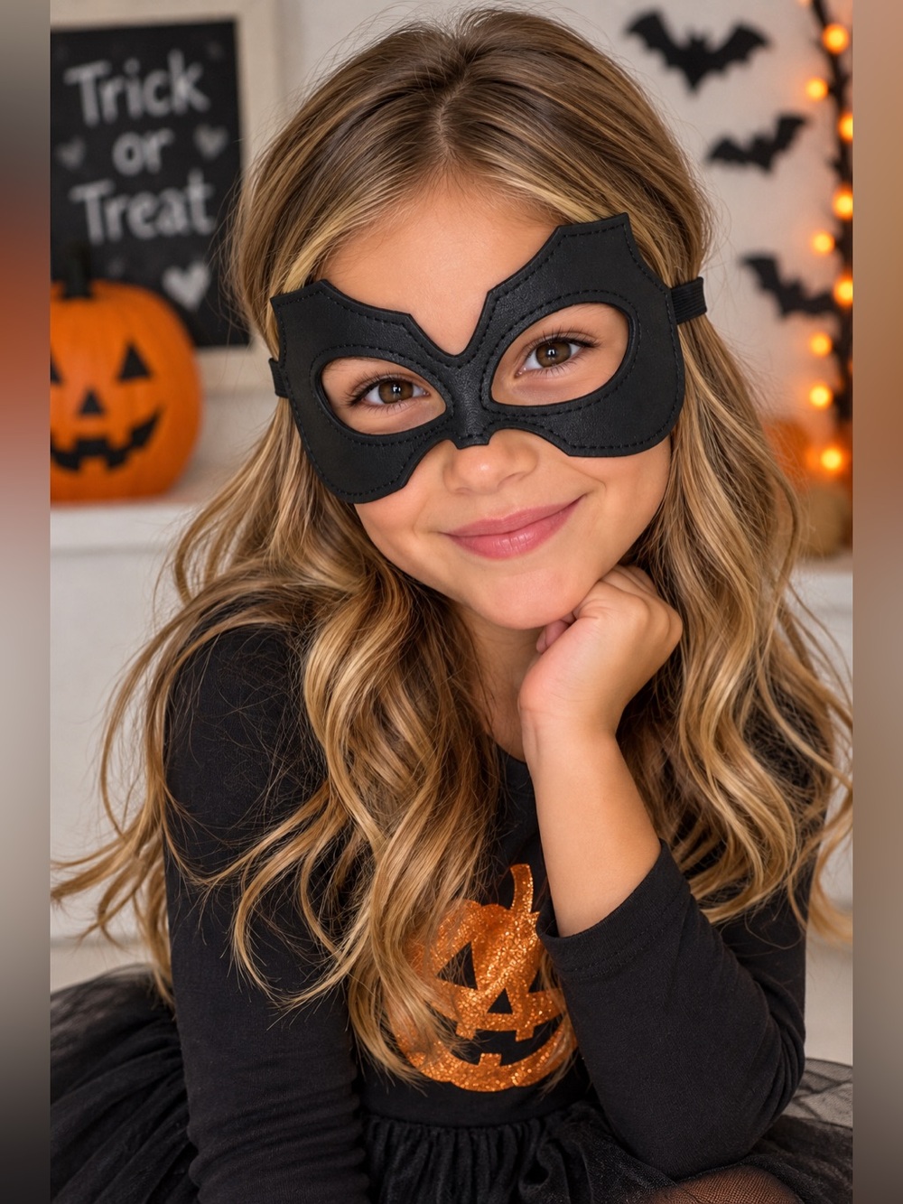 Kids Black Halloween Superhero Eye Mask Costume Dress Up Adjustable NWT